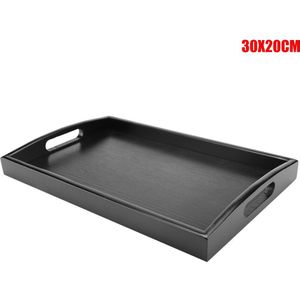 Dienblad Grote Zwart Hout Rechthoek Voedsel Lade Butler Ontbijt Trays met Handgrepen te Grip LB88