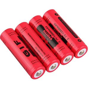 2 Kleuren 18650 3.7V 4 Stuks Oplaadbare Li-Ion Batterij 12000Mah Voor Led Zaklamp Zaklamp Rood Shell Lage Terugkerende bediening
