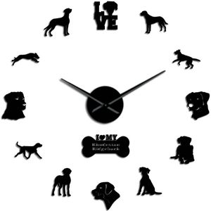 Rhodesian Ridgeback Hond Ras Dier 3D Spiegel Effect Diy Wandklok Pet Shop Decor Quartz Klok Batterij Operated Klok Horloge