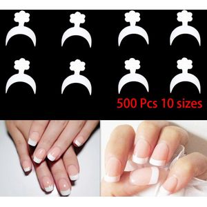 500 Stks/set Korte Witte French Manicure Wrap Nail Tips Valse Nail Wraps Acryl Nagels Schoonheid Nail Art Gereedschap