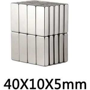 2 ~ 100 Stuks 40X10X5 Mm Sterke Vel Zeldzame Aarde Magneet Ndfeb Grote Rechthoekige Neodymium Magneten 40X10X5 Mm N35 Magnetische 40*10*5 Mm