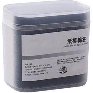 200 stks/doos Draagbare Dubbele Hoofd Wattenstaafje Met Matte Box Make-Up Tool Wit Zwart