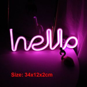 Hello Neon Light Led Wandlampen Winkel Groet Borden Home Decor Night Lamp Party Wedding Venster Winkel Batterij & Usb aangedreven