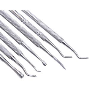 7 stijl Dual End Ingegroeide Teennagel Bestand Lepel Nagel Groove Correctie Lifter Cleaner Cuticle Remover Pusher Pedicure Tool Voetverzorging