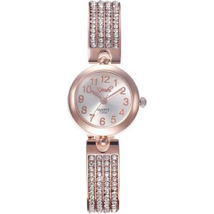 Top Vrouwen Armband Horloges Luxe Rhinestone Rose Gouden Jurk Horloge Dames Casual Alloy Quartz Horloges