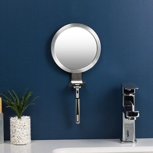 Metalen Muur Zuig Badkamer Spiegel Voor Scheren Met Shaver Hanger Mural Light Vanity Make Bad Cosmetische Smart Spiegels
