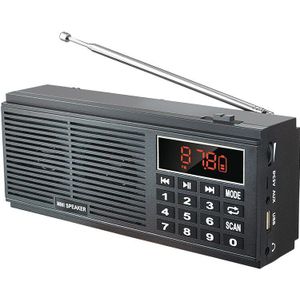 Draagbare Fm Am Radio Digitale Ontvanger Speaker Ondersteuning U Disk Tf Card Aux Power Display Earphone Output MP3 Muziekspeler