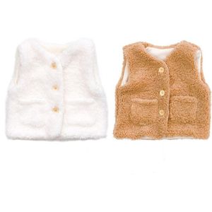 Herfst Winter Baby Dikke Vest Meisjes Jongens Fleece Pluche Vest Meisje Vest Peuter Warme Jas