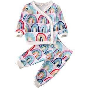 Imcute Pasgeboren Baby Peuter Meisje Kleding Baby Meisje Herfst Outfit Regenboog Tops T-shirt Broek Leggings Set 0- 2T