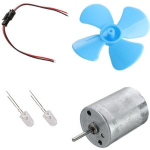 Wind Turbine Generator Diy Kit Micro Motor + Diode Plug Vier Blauw Blad Paddle