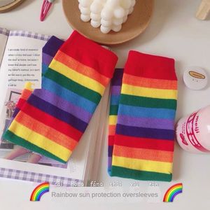 Koreaanse Vrouwen Creatieve Mode Leuke Regenboog Armwarmers Lange Mouw Zonnebrandcrème Manchetten Vrouwelijke Arm Mouwen Uv Bescherming Dunne Mouwen