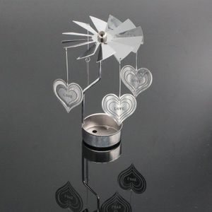 Sprookje Roterende Spinning Theelichtje Kaars Metalen Thee Licht Houder Carrousel Romantische Rotatie Kandelaar Home Decor