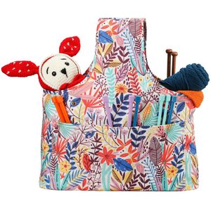 Driehoekige Gebreide Draagtas Blauw Kleur Opbergtas Garen Met Bladeren Waterdichte Accessoires Opbergtas