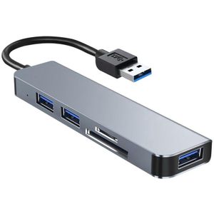 5 In 1 Usb Type C Hub Adapter Met USB3.0 Naar Sd + Tf + USB3.0 + 2.0X2 Compatibel Multipoort kaartlezer Multi Poorten Adapter