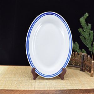 11.8 Inch Vis Plaat Jingdezhen Keramische Blauw En Wit Porselein Ovale Platen Steak Gerecht Thuis Servies Servies Decor Ambachten