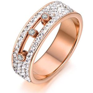 Lokaer Klassieke Mozaïek Clay Rhinestone Crystal Ringen Bangle Sets Titanium Staal Rose Gouden Kleur Bruiloft Sieraden Voor Vrouwen SE022