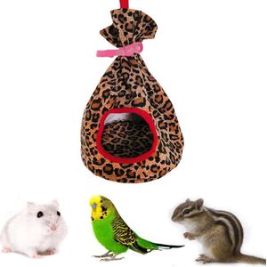 Huisdier Hangmat Vogelkooi Hamster Parrot Tent Nest Luipaard Print Vogel Pluche Nest Hamster Kooi Vogel Benodigdheden voor Kleine Dieren 20E