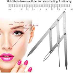 Rvs Wenkbrauw Make-Up Heerser Opvouwbare Wenkbrauw Microblading Permanente Make-Up Herbruikbare Measure Tool
