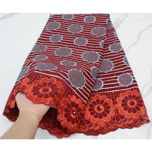 Pgc Afrikaanse Kant Stof Wit Zwitserse Voile Katoen Naaien Geborduurde Jurk Voor Vrouwen YA4438B-3