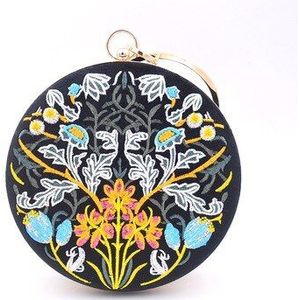 Angelatracy Borduren Bloem Verse Bloemen Metalen Frame Handgemaakte Animal Lady Kwastje Pols Crossbody Schouder Circular Bag