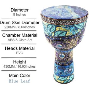 Drums 8 Inch Afrikaanse Djembe Trommel Kleurrijke Doek Art Abs Vat Pvc Huid Kinderen Handtrommel Percussie Instrumenten