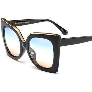 Mode Grote Frame Cat Eye Zonnebril Vrouwen Luxulry Vintage Luipaard Homme Meisje Zonnebril Classic Black Shades