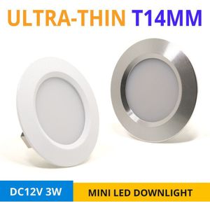 Mini Verzonken Plafondlamp Ultra-Dunne 3W 12V Dc Led Spot Slim Lamp Indoor Showcase Keukenkast kleine Downlights Gat 55Mm