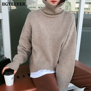 Bgteever Mode Dikke Warme Coltrui Trui Truien Vrouwen Loose Lange Mouwen Vrouw Gebreide Truien Winter Rode Jumpers