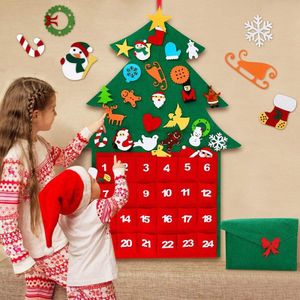 Voelde Kerstboom, diy Kerstboom 28 Pacs Muur Opknoping Kerstboom Met Kalender Pocket Home Deur Wanddecoratie Voor Ki