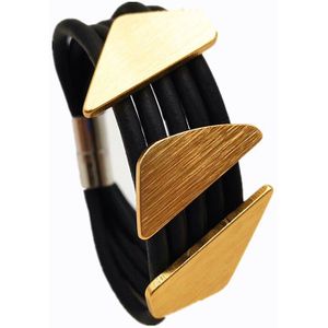 YD & YDBZ Trendy Legering Gouden Armbanden Vrouwen Bedelarmband Geometrische Rubber Sieraden Zwart Touw Elasticiteit Touw Handgemaakte