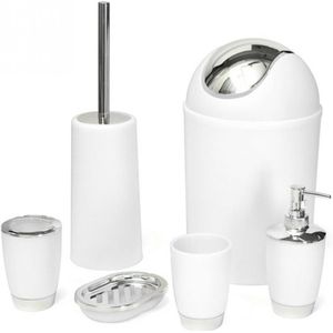 6 Stks/set Badkamer Accessoire Set Lotion Dispenser Tandenborstelhouder Tumbler Cup Zeepbakje Toiletborstel Prullenbak