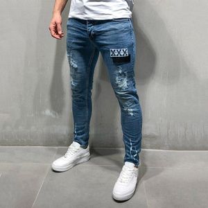 Sknny Jeans Mannen Kleding Mode Gat Straight Leg Skinny Jeans Ripped Denim Broek Casual Broek Mannen Broek