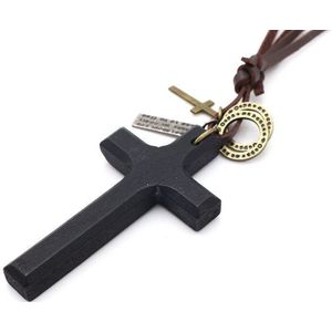Bruin Kruis Hanger Ketting Voor Mannen Vrouw Hout Kruisbeeld Gebed Christelijke Religieuze Kettingen Mannelijke Sieraden
