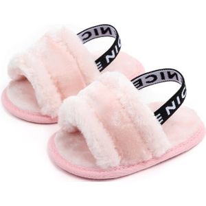 Baby Slipper Babyschoenen Baby Meisjes Jongens Fuzzy Soft Crib Schoenen Brief Elastische Band Effen Wieg Kinderwagen Prewalker