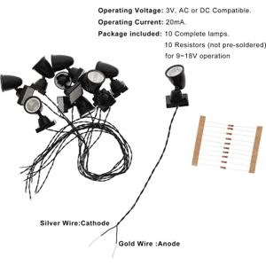 LYC18 10Pcs Modelspoorbaan 1:48 Kerst Lamp Schijnwerpers O Schaal Leds