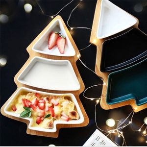 28Cm Volledige Set Keramische Bamboe Kerstboom Lade Snack Plaat Fruitschaal Schotel Plaat Servies Ontbijt Lade Keuken Thuis supply