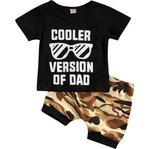 Focusnorm 0-3Y Zomer Casual Kids Jongens Kleding Sets Brief Print Korte Mouwen T-shirts Tops Camouflage Shorts