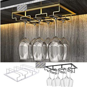 1 Stuk Wijnglas Beker Rack Onder Kast Glaswerk Houder Rustieke Ijzeren Organizer Storage Hanger Zwart Wit Goud 3 4 5 Rijen