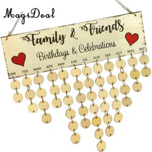 Magideal Familie Vrienden Verjaardag Feesten Herinnering Kalender Hout Board Hangen Decor