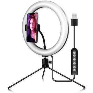 10 Inch Rgb Light Kleurrijke Usb Schoonheid Video Studio Foto Cirkel Lamp Dimbare Selfie Led Ring Licht Met Statief flash Led