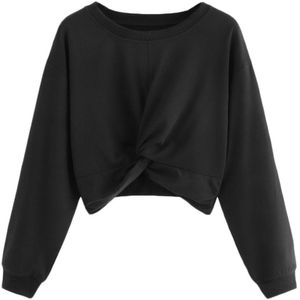 Jaycosin Vrouwen Mode Twist Effen Kleur Ronde Hals Sweater Unieke Elegante Comfortabele Casual Soft Chic Losse Blouse