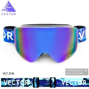 Vector Skibril Mannen Vrouwen 2 Lens Anti-Fog UV400 Skiën Eyewear Adult Winter Snowboard Sneeuw Bril Schaatsen Masker ski Bril
