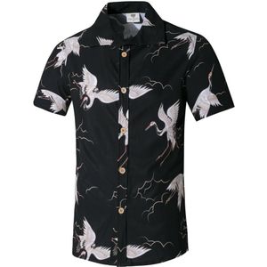 Zwarte Mannen Blouse Shirts Korte Mouw Strand Zomer Hawaiian Heren Kleding Vintage Mannen Shirts Top Streetwear Zomer Mode