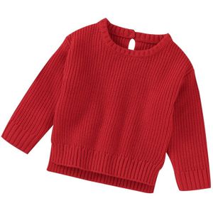 Wenazao Herfst Nieuwkomers Peuter Infant Pasgeboren Baby Meisjes Gebreide Tops Lange Mouw Ronde Kraag Truien Rode Top Winter