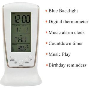 Digitale Klok Kalender Led Kalender Temperatuur Wekker Blauwe Achtergrondverlichting Elektronische Kalender Thermometer Klok Countdown Timer