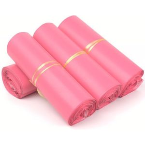 100 Stks/partij Roze Poly Mailer Plastic Zakken Waterdichte Mailing Enveloppen Self Seal Koerier Zakken Dikker Post Tassen 9 Maten