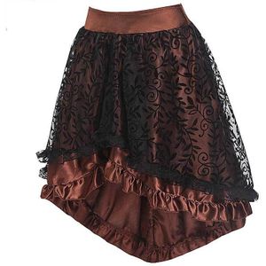 Wedding Party Asymmetrische Petticoat Steampunk Gothic Vintage Rok Kant Bloemen Elastische Taille Corset Rok