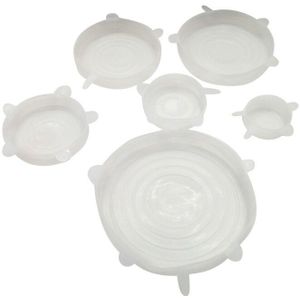 6 stuks Set Universele Silicone Stretch Deksels Vacuüm Seal Zuig Cover Sealer Kom Pot Siliconen Cover keuken cookwar accessoires
