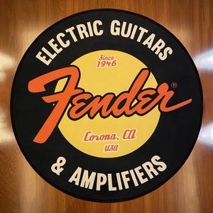 Fender Gitaar Ronde Tapijt Kleurrijke Vloermatten Flanel Gedrukt Gebied Tapijt Reparatie Pad Voor Muziek Kamer Slaapkamer Home Decoratieve