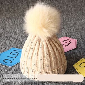 Kinderen Winter Pasgeboren Kinderen Baby Wollen Gebreide Muts Cap Beanie Met Twee Dubbele Pom Pom Beanie Voor Leuke Jongens meisje 1-3Years